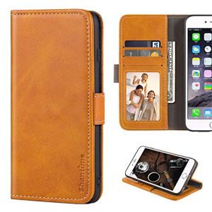 Coque en Cuir PU Effet Daim Compatible avec Doro 8031, &Eacute;tui &agrave; Rabat Magn&eacute;tique avec Emplacements Cartes et Protection Compl&egrave;te (Marron Clair) (Shantime, neuf)