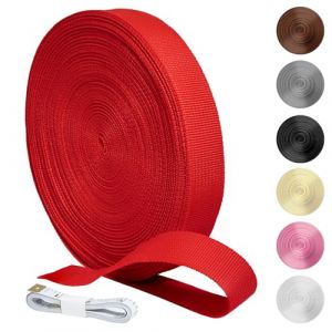 KINETOX 20M Sangle Polypropyl&egrave;ne Rouge Ruban de Sangle 25 mm R&eacute;sistante et Imperm&eacute;able Sangles tiss&eacute;e au M&egrave;tre pour Sac Rucksack Bagage Harnais Bricolage Couture DIY et Outdoor (KINETOX-EU, neuf)
