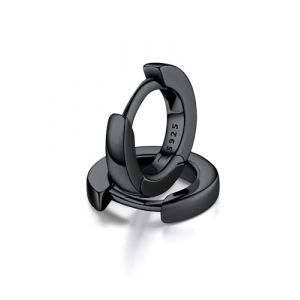 FaithHeart Cr&eacute;ole Noir 6mm en Argent 925 pour Femme, Piercing Anneau Oreille H&eacute;lix Homme, Boucle d'Oreille Anneau Cartilage, Bijoux Fantaisie Tendance (FaithHeart Jewellery, neuf)