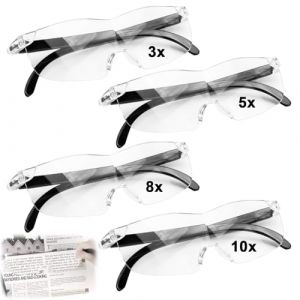 teasteam 4Pcs 300%, 500%, 800% 1000% Lunette Loupe de Lecture Loupe Grossissante Anti Lumi&egrave;re Bleue Lou-PE Bijoutier Artisanat TR90 Porte Lunette pour &Acirc;g&eacute; Homme Lire Couture R&eacute;parations Montres (CuiErNingDianZi, neuf)