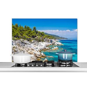 Credence Mer - &Eacute;t&eacute; - Tropical Fond de hotte 100x65 cm Credence aluminium Plaque inox de cuisine (WallCircle, neuf)