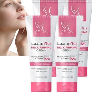 Crème raffermissante pour le cou LuximPlus, Crème au collagène anti-âge à l'acide hyaluronique, liftante hydratante pour le cou, le décolleté, réduit les rides, le relâchement (4 pièces) (JASUBAI88, neuf)