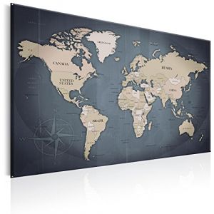 B&D XXL Carte Du Monde 60x40 cm Tableau En Li&egrave;ge & Tableau Sur Toile Intissee XXL Impression Tableaux d'affichage D&eacute;coration Photo Image Artistique Photographie Graphique Memoboard k-A-0056-p-d (murando, neuf)