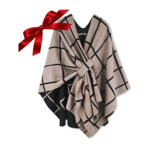 Breezy Lane Poncho Cape R&eacute;versible pour Femme, Ch&acirc;le &Eacute;l&eacute;gant Ruana &agrave; Devant Ouvert, Cardigan pour Automne, Hiver et Vacances, Taille unique (Fashion EU, neuf)