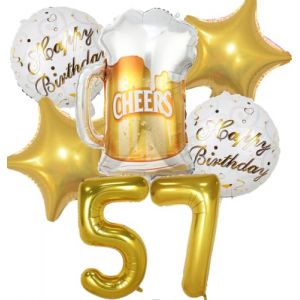 Ballon 57 ans Anniversaire Homme Femme, Decoration Anniversaire 57 ans, Ballon Anniversaire 57 ans Or, Ballon Bière Ballon Bouteille Verre à Vin Decoration pour Anniversaire 57 ans Femme Homme (Feelairy, neuf)