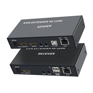 KVM EXTENDER 4K 120M Récepteur KVM HDMI 4K sur câble Ethernet Cat5e/6 120 m HDMI USB Extender Vidéo Audio Récepteur Prise en charge Clavier Souris (Fashion Swallows, neuf)