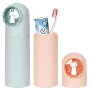 Zimoer 2 Pi&egrave;ces &Eacute;tui de Brosse &agrave; Dents pour Enfants, &Eacute;tui de Voyage Portable pour Brosse &agrave; Dents, Couvercle d'&Eacute;tui de Rangement de Brosse &agrave; Dents pour Maison Camping Randonn&eacute;e Scolaire (Orange+Vert 2) (Shininght, neuf)
