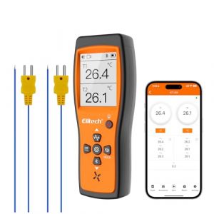ICT-220 Thermom&egrave;tre &agrave; double thermocouple,Capteur de temp&eacute;rature de type K &agrave; haute pr&eacute;cision avec app, Adapt&eacute; pour la r&eacute;frig&eacute;ration, la maintenance automobile et les industries de la pompe &agrave; chaleur (Elitempcontrol, neuf)