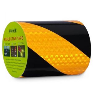 Ruban réfléchissant étanche, ruban réfléchissant de sécurité de 6 pouces, haute visibilité, marquage industriel, danger, très résistant, avertissement de sécurité, ruban auto-adhésif - noir/jaune (meet me, neuf)