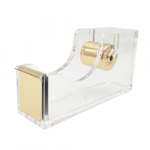 Distributeur de ruban adh&eacute;sif de bureau transparent en acrylique pour maison, &eacute;cole, bureau, scrapbooking, loisirs cr&eacute;atifs, dor&eacute; (Gifts Mate, neuf)