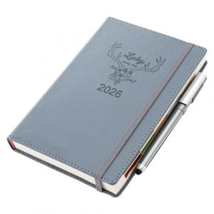 Donfulfip Agenda 2026 A5 une page par jour, agenda scolaire 2026 une page par jour, de janvier &agrave; d&eacute;cembre, planificateur quotidien et mensuel, journal organisateur avec set de stylos, autocollants (Dong.Feng, neuf)