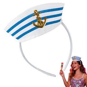 YAZWUR Serre-t&ecirc;te Marin avec Casquette, 1 Pi&egrave;ce, Accessoire de Costume pour Matelot, Chapeau Marin, D&eacute;guisement Marin, Accessoire Carnaval, Couvre-chef Marine (Marine) (Romanimania OU, neuf)