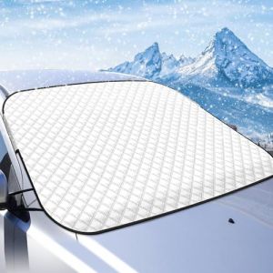BLAZOR Couverture Pare Brise Voiture, B&acirc;che Pare Brise Protection, Pare-Soleil Anti Givre Neige Anti Glace UV Soleil, Couverture Repliable Universelle pour la Plupart des Voitures et SUV (PHW, neuf)