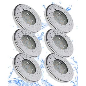 Trango Lot de 6 Lampe de salle de bain IP65 chrome incl.6x dimmable ultra plat Module LED 6000K lumi&egrave;re du jour blanc TG6729IP65-068M6KSD Spots encastr&eacute;s Dehors, en acier inoxydable, plafonnier (Trango-Brilon, neuf)