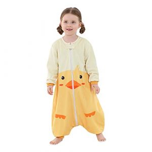 YloveM Sac de Couchage Bébé Fille Garçon Sac de Couchage à Manches Longues Gigoteuse avec Jambes Pyjama de Marche Portable avec Caricature Mignonne Couverture (A- Caneton, 1-3 Ans) (GTEU-Direct, neuf)