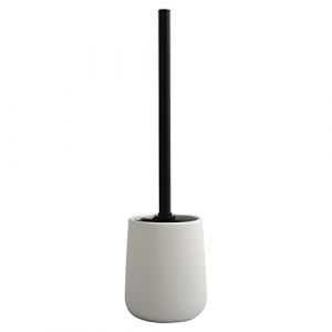 MSV, Brosse WC avec Support Céramique, Modèle MAONIE, Poils résistants à l'usure, 10,4x38,8cm, à Poser, Serviteur WC Non Fixe, Design Classique et élégant, Blanc Mat (Bath & Home, neuf)
