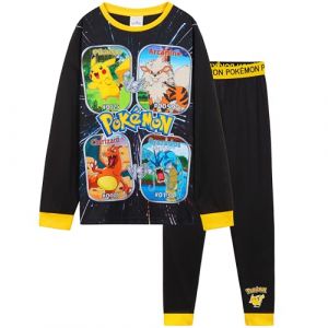 Pokémon Ensembles de Pyjama Garçon et Ado Set Long PJs Doux et Respirant Pyjama Pikachu Enfant Loungewear Cadeau Anime Cadeau Garçon (5-6 Ans, Jaune/Noir) (Get Trend., neuf)