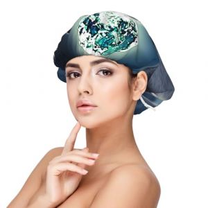Bonnet de nuit en satin de loup sous la lune, bonnet de cheveux pour dormir, bonnet de sommeil doux double couche en soie pour femme, cheveux naturels bouclés, cheveux longs tressés (xiangchengshichunsuanfushidian, neuf)