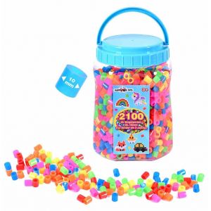 2100 perles &agrave; repasser Maxi XL 10 mm (bo&icirc;te 2100 fluo) (Happy Price Toys, neuf)