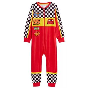 Disney Cars Combinaison en polaire tout-en-un pour gar&ccedil;on avec motif Lightning McQueen, d&eacute;guisement de pilote de voiture de course, Rouge, 4-5 ans (Lora Dora, neuf)