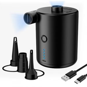 Pompe &agrave; air &eacute;lectrique, Pompe &Agrave; Air Rechargeable pour Matelas Gonflable,Pompe &Agrave; Air &Eacute;lectrique Portable pour Gonflables avec 3 Buses d'air,Gonfleur Rapide pour Matelas et Piscine (Noir) (angyankeji, neuf)