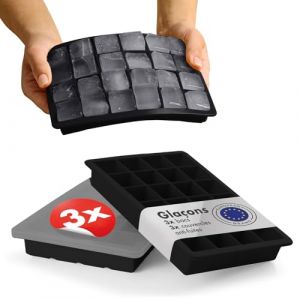 Blumtal Lot de 3 bacs &agrave; gla&ccedil;ons en silicone - 24 bacs &agrave; gla&ccedil;ons avec couvercle - Bac &agrave; gla&ccedil;ons en silicone sans BPA - Bac &agrave; gla&ccedil;ons de qualit&eacute; alimentaire - Noir (Everbrent, neuf)