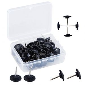 Lot de 50 punaises noires en plastique pour tentures murales, punaises en plastique à pointe en acier, punaises décoratives pour cartes murales, affiches, photos, tableau d'affichage (hubeiningpinghuishangmaoyouxiangongsi, neuf)