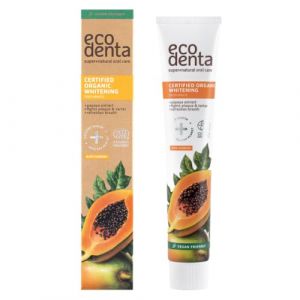Ecodenta Dentifrice Blanchissant les Dents 75 ml I Dentifrice Blanchissant Certifié Biologique avec Extrait de Papaye Entièrement Naturel Jus d'aloe Vera Xylitol Huile Essentielle de Menthe Poivrée (BIOK LAB, neuf)