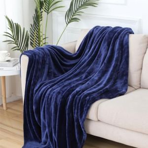Highdi Couverture Polaire Plaid, Jet&eacute; de Canap&eacute; Douillette Confortable Couverture de Lit 2 Personnes Couverture d'hiver Chaude et Douce pour Chambre Canap&eacute; Lit Chat Ch (120X200cm,Bleu Marine) (Highdi, neuf)