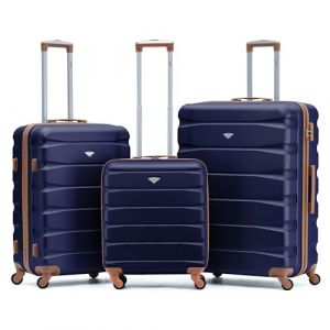 Flight Knight Lot De 3 Moyen Et Grand Valises Rigides Legeres en ABS A 4 Roues Cabine Bagage A Main pour Plus De 60 Compagnies Aeriennes -easyJet, Jet2 Et Taille Max Ryanair (Priority) 55x40x20cm (Prime Brands Group FR, neuf)