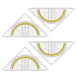 Vibronova Lot de 4 Equerre de G&eacute;om&eacute;trie, Rappel d'Angle &agrave; Haute Pr&eacute;cision et Outils Mesure Multifonctions, Pour l'&Eacute;cole, l'Universit&eacute; ou le Bureau (RUMIX-EUR, neuf)