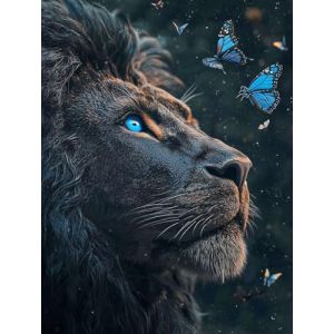 TDFERAN 40x50cm Diamant Papillon Lion Yeux Bleus Diamond Painting T&ecirc;te Lion Diamantmalerei L&ouml;we Broderie Animal Bricolage Peinture Diamond L&ouml;we et papillons &OElig;uvres d'art Main Painting Leo (LISHHUZ, neuf)