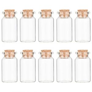 PandaHall-Lot de 10 Fioles Flacons, 10ml Mini Bouteilles en Verre Bouchon Liege pr Conteneur Recipient de Perles Creation Stockage Bijoux 40x22mm (PandaHall FR, neuf)