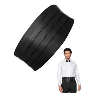 TPZORJX Ceinture de Smoking en Satin Noir pour Homme, pour Chemise de Costume Smoking, Bande Réglable - Noir (Sunlaxy OU, neuf)