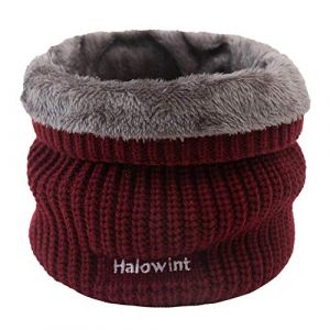 NLAND Femme Hiver Chaude Tube Echarpe Foulard Doux Polaire Homme Snood Circulaire Tricot&eacute;e Tour de Cou Col &Eacute;paisse Cache Cou Doubl&eacute;e de &Eacute;charpe,Bordeaux Taille unique (WINKINI, neuf)