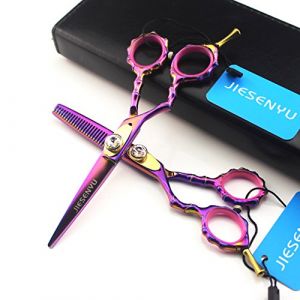 Jiesenyu - Ciseaux de coiffure professionnels pour gaucher - Multicolores - 14 cm - Ciseaux de coupe et ciseaux à effiler - Pour salon de coiffure - Ciseaux de coupe et à effiler (JIESENYU, neuf)