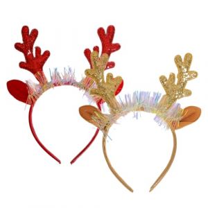 LQIOACU 2 Pi&egrave;ces Serre-t&ecirc;te en bois de cerf, serre-t&ecirc;te en bois de renne, bandeau de No&euml;l avec oreilles de cerf, accessoires pour cheveux de No&euml;l, Halloween, f&ecirc;te, cosplay (LQIOACU, neuf)