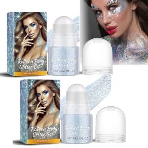 Body Glitter Gel Roll-on Visage Paillettes Sequins Scintillants pour le Corps, Gel à Paillettes Multifonction pour le Maquillage, pour les Concerts, les Festivals et les Soirées Rave (Bleu) (OuMeiLe-EU, neuf)