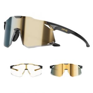 KAPVOE Lunette de Cyclisme Photochromique Homme Femme Anti-UV400 Lunette de Soleil Sport Lunette V&eacute;lo Route TR90 Cadre Lunette VTT Transparente Lunette Cycliste Running Conduite Course Dor&eacute; (kapvoe, neuf)