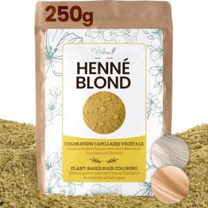 Henné Blond Naturel 250g - Coloration Végétale Cheveux Blonds - Couleur Cheveux Blond Éclatante - Soin Capillaire Naturel - VIRHEA (Eslab, neuf)