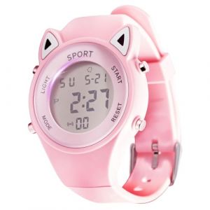 Amztour Montre Enfants Fille Montre Digitale &Eacute;tanche Enfants avec Chronom&egrave;tre Lumi&egrave;re LED Date 30M &Eacute;tanche/Num&eacute;rique/Bracelet Souple de 6 &agrave; 12 Ans avec Motif de Chat Dessin Anim&eacute; 3D (LINYANYANGKEJI, neuf)