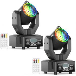 Lot de 2 Mini Lyre LED T&ecirc;te Mobile Lampe de Sc&egrave;ne avec T&eacute;l&eacute;commande 30W, RGB Jeux de Lumiere Gobo DJ Effets Lumineux avec ouverture Stroboscope DMX512 pour F&ecirc;tes Bars KTV Mariages (LIMA-LIGHT, neuf)