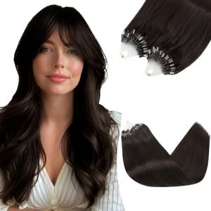 100 M&egrave;ches 50G Cheveux Pour Extension A Anneau Extension Pose A Froid Cheveux Humains Naturel Micro Loop Remy Human hair Rajout Cheveux [20 Pouces,#1B Noir Naturel] (Ritera Flagship, neuf)