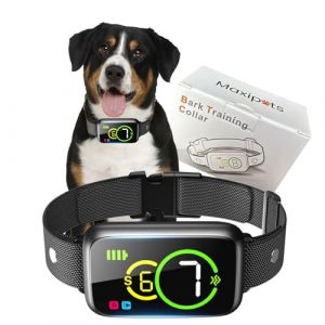Maxipets Anti Aboiement PRO, Collier d'Aboiement pour Chien, Collier de Dressage, Dispositif Anti-aboiement, Sans Choc, Petits et Grands Chiens, Rechargeable, &Eacute;tanche (Noir) (Lechao Factory, neuf)