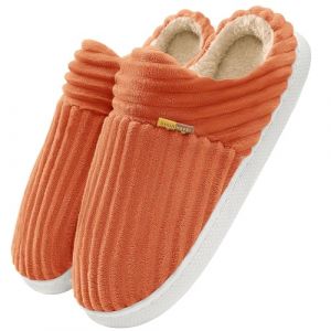 TOMEEK Pantoufles Femme en Peluche Hiver Chaussons Femme Chauds Doux et L&eacute;gers pour la Maison Chausson Plats pour Invit&eacute;s Chaussons Doudou(Orange,44-45) (Pingoo, neuf)