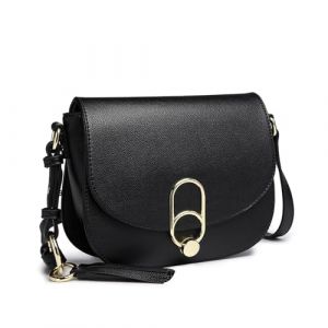 Miss Lulu Marque Femmes Top Poignée Sac En Cuir Pu Sac à Bandoulière Sac Élégant Sac À Main Bourse Petite Classique Dames Saddle Bag - Noir (Halterner Technologie GmbH, neuf)