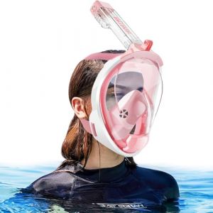 HINATAA Masque de plong&eacute;e Int&eacute;gral avec Tuba, 180&deg; Double Flottante Masque Tuba Adulte Snorkeling Anti-bu&eacute;e Anti-Fuite, Lunettes plong&eacute;e apn&eacute;e avec Cam&eacute;ra Support Adulte Enfant (Rose, L/XL) (HINATAA, neuf)
