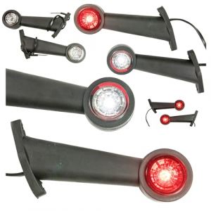 Web Truck 2 x LED caoutchouc feu de gabarit latéral 12V 24V avec homologation E feu de position voiture camion caravane voiture lampe lumière blanc rouge oblique long (WEB TRUCK, neuf)