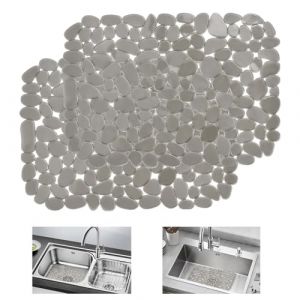 KYYGKY 2 Pcs Tapis d'Évier en Plastique 40 * 30cm, Tapis Protection Evier Cuisine, Tapis Evier Cuisine Egouttoir, Tapis Égouttoir d'Évier de Cuisine Gris, Tapis d'Égouttement pour Vaisselle (DANITEKS, neuf)