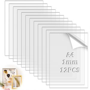TXXATX 12 Pièces Plexiglass Plaque Transparent A4 Plexiglass 1mm Plaque Plexiglas Transparent Plaque Acrylique pour Cadre Photo Peinture Exposition de Projet DIY Horaires (29.7x21 cm) (JiaFangTrading, neuf)